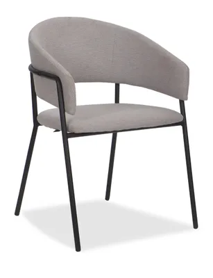 Obrázek produktu pro Jídelní židle NEW HOME OVO Čalouněná obývací židle z žinylkové látky s područkami - světle šedá - Moderní glamour nábytek