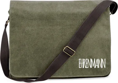 Produktbild von Huuraa Umhängetasche Ehrenmann Jugendwort 14 Liter Military Green Canvas Laptoptasche Geschenkidee