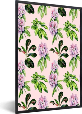Produktbild von MuchoWow® MuchoWow® Gerahmtes Poster Blumen - Hortensie - Collage 40x60 cm - Poster mit zchwarzem Bilderrahmen - Papierdruck - Wandbilder