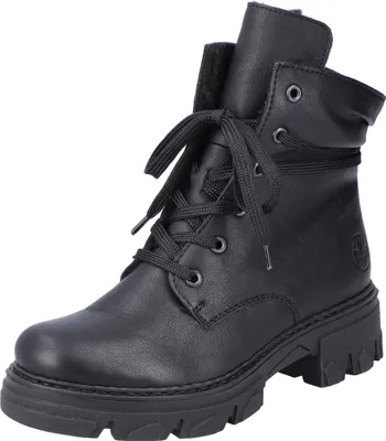 Produktbild von Rieker Damen Stiefelette Combat Boot geraffter Schaft Plateausohle 74624, Größe:39 EU, Farbe:Schwarz