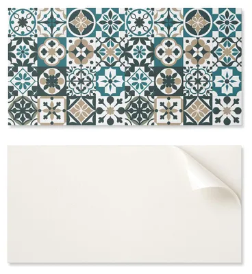 Image de Planche de vinyle adhésive imprimée, dimensions 120 x 60 cm, motif imitation carrelage