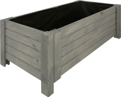 Image de KOTARBAU® Jardinière Extérieur Bois de Pin Imprégné 79x39x30cm Anthracite Jardiniere sur Pieds Bac à Fleurs Capacité avec Toile Anti-Mauvaises Herbes