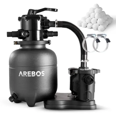 Produktbild von AREBOS Sandfilteranlage 350W 9500L/h 7-Wege-Ventil für Sand & Bälle