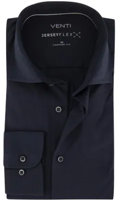 Produktbild von VENTI Herren Businesshemd Langarm Kent Comfort-Fit Jersey Schwarz 46