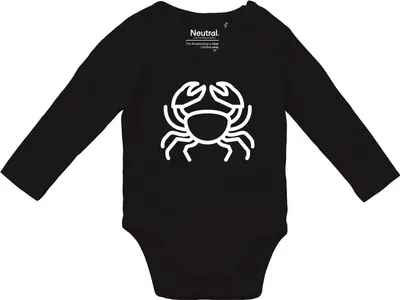 Produktbild von Huuraa Baby Body Krebs Sternzeichen Symbol 62 Black  Baumwolle Fairtrade Langarmbody Geschenkidee