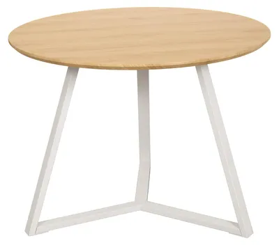 Runder Esstisch aus Holz und Metall, 100x75x3 cm, Natur/Weiß