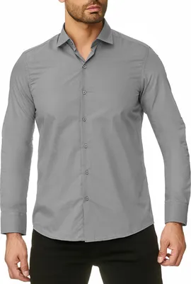 Produktbild von Reslad Herren Hemd Kentkragen Unicolor Langarmhemd RS-7002 Grau S