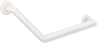 Produktbild von HEWI Winkelgriff des Systems 900, Edelstahl, pulverbeschichtet, Achsmaße 620 mm und 283 mm, Winkel 135°, D: 32 mm, Ausführung rechts, in HEWI Farbe DX (Weiß tiefmatt)