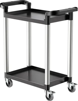 Produktbild von VEVOR Mehrzweckwagen, Tragkraft 136 kg, doppellagiger Kunststoff-Mehrzweckwagen, 800 x 410 x 945 mm, geeignet für Lager, Büro, Zuhause, Restaurant, Küche