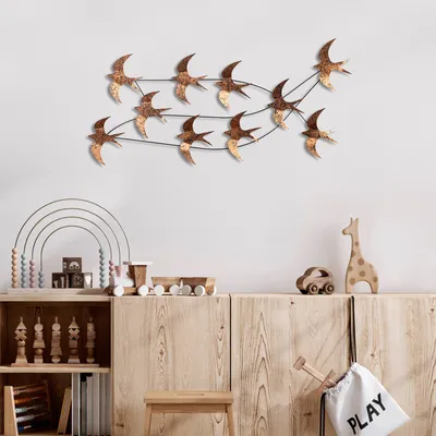 Zdjęcie produktu dla Wallity, Flock of Swallows 1, Dekoratives Wandaccessoire aus Metall, 100 % METALL, Mehrfarbig, 45 x 104 x 8 cm