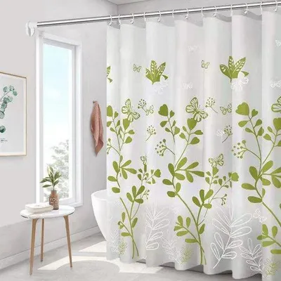 Produktbild von Wasserdichtes 200x200cm Duschvorhang mit Haken und 12 Ringen