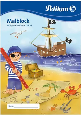 Produktbild von Pelikan Malblock MC 3/30 DIN A3 70 g/qm 30 Blatt Pirat oder Fee (1 Block)