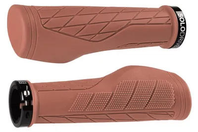 Image de Poignées de vélo ergonomiques, antidérapantes, en caoutchouc, à verrouillage unique, couleur marron, diamètre 22,2 mm