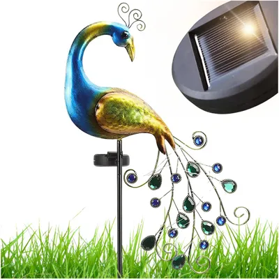 Obrázek produktu pro Solární zahradní lampa páv se 40 LED, dekorativní zápich do záhonu a na terasu