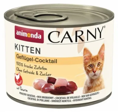 Produktbild von animonda Carny Kitten Geflügel-Cocktail, Kitten, Huhn, Ente, Truthahn, 200 g, Getreidefrei, Ohne Soja, Ohne künstliche Farbstoffe