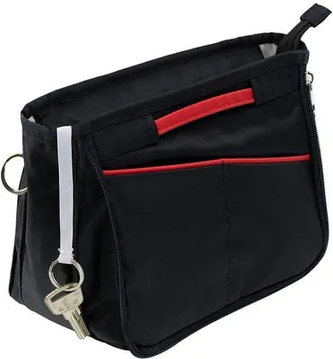 Zdjęcie produktu dla Joqixon Organizer do torebki „Bag in Bag”, nylonowy organizer do torebki z zamkiem błyskawicznym, wewnętrzne kieszenie do torebek, damski organizer do kosmetyków, mały