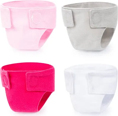 Produktbild von Bayer Design - 73098AA, Pupppen Stoffwindeln 4 Stück, rosa, weiß, grau