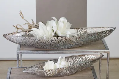 Obrázek produktu pro Miska Casablanca Purley Met.,mravenčí stříbro Výška: 7 cm Šířka: 60 cm Hloubka: 16 cm 74130