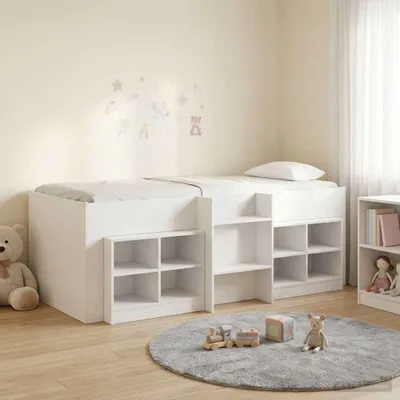 Zdjęcie produktu dla Maison Exclusive - Konstrukcja łóżka typu loft z szafą, 3 sztuki, biały materiał drewnopochodny