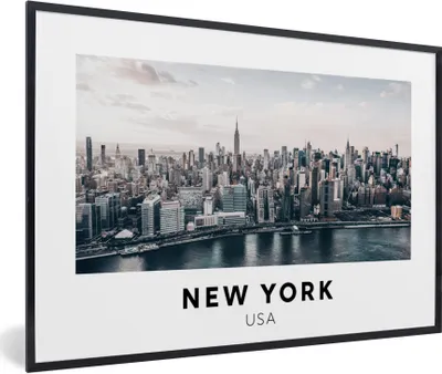 Produktbild von MuchoWow® Gerahmtes Poster Amerika - New York - Skyline 30x20 cm - Poster mit Schwarzem Bilderrahmen Wandposter Rahmen Foto Bilder - Kunstdruck - Bild-Poster