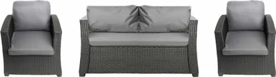 Produktbild von Gartenkissen Set für Polyrattan Möbel 4-Sitzer Garten Sofakissen 112x50cm Gartenstuhl Kissen set 2x56x52 Sitzkissen Grau Kissen mit Rückenlehne