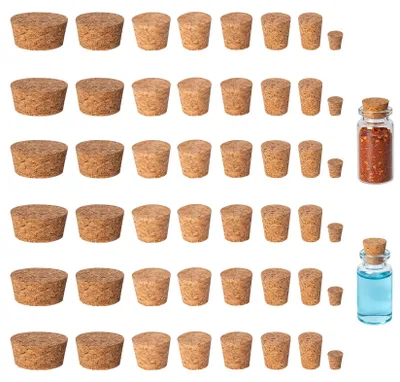 60 konische Holzkorken, 8 Größen, naturbelassen