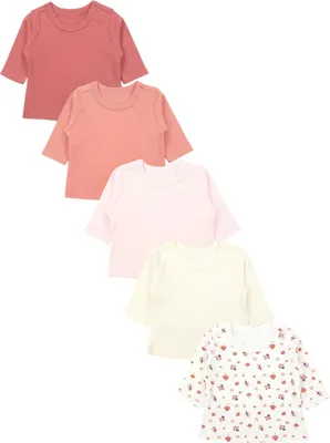 Produktbild von TupTam Baby Mädchen Langarmshirt Gestreift 5er Set, Farbe: Punkte_Braun_Weiß_Grün_Pilze, Größe: 104