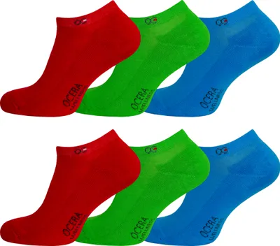 Produktbild von OCERA 6 Paar Wellness Sneaker Socken Baumwolle NEU mit Frotteesohle + gekettelter Spitze Uni Damen + Herren in modernen Farben Rot, Grün, Blau Gr. 39-42