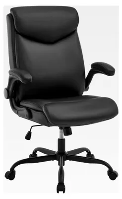 Produktbild von Ergonomischer Bürostuhl mit hochklappbaren Armlehnen, PolyurethanBürosessel für Büro, Zuhause und Gaming, Chefsessel bis 150 kg, Schwarz
