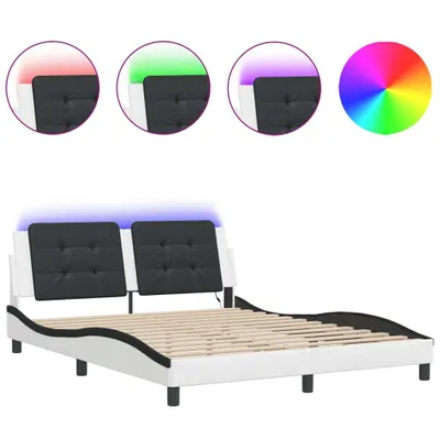 Produktbild von Bettgestell mit LED ohne Matratze "Zadar" Weiß und Schwarz 160x200 cm
