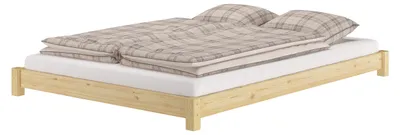 Produktbild von Flaches Futon-Doppelbett Bodenbett  Niedrigbett 140x200 Kiefer massiv V-60.51-14ohne Zubehör