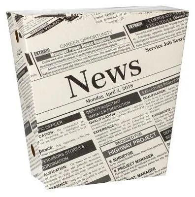 Produktbild von Pommes-Frites-Schütte, Pappe 4,3 cm x 14,5 cm x 11 cm "Newsprint" mit Klappdeckel