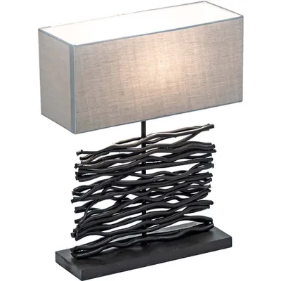 Produktbild von Tischleuchte, Holz, Stoffschirm, grau, schwarz, H 50 cm