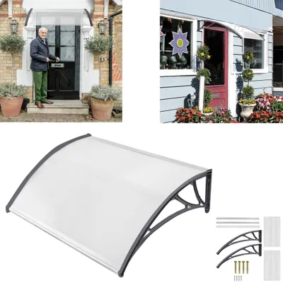 Obrázek produktu pro XMTECH Baldachýn na vchodové dveře 120x100 cm Baldachýn na stůl Střešní krytina na vchodové dveře Průhledný polykarbonátový baldachýn na dveře Baldachýn na stůl, šedý