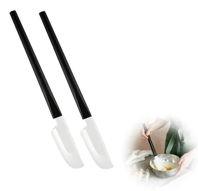 Productafbeelding van Set van 2 siliconen spatels met houten handvat, 23 cm, zwart