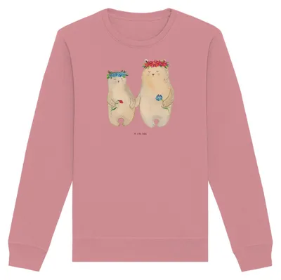 Produktbild von Mr. & Mrs. Panda Bio Baumwoll Pullover Bären mit Blumenkranz Größe XS - Canyon Pink - Geschenk, Kinder, Lieblingsmensch, Mama, Familie, Muttertag, Mutter, Sweatshirt