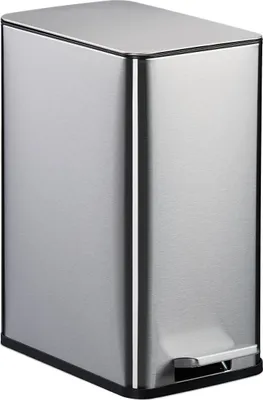 Image de Poubelle de salle de bain Relaxdays, 10 litres, système d'ouverture automatique, seau intérieur amovible, poubelle de salle de bain avec couvercle, seau de salle de bain, argent