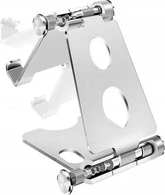 Produktbild von Verk 04109 Klappbarer Tischständer aus Metall für Handy und Tablet, silberfarben