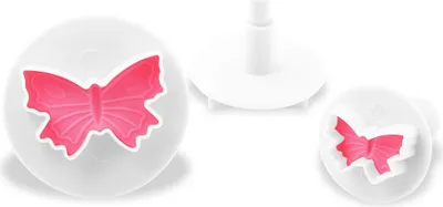 Produktbild von Dr. Oetker Dekorausstecher 3er "Schmetterling", Ausstechformen für die ganze Jahreszeit, Ausstecher für Marzipan und Fondant - spülmaschinengeeignet (Farbe: Weiß/Rosa), Menge: 1 x 3er Set
