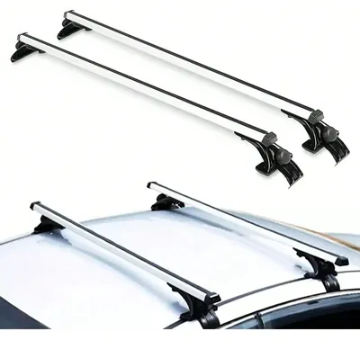 Zdjęcie produktu dla Bagażniki dachowe do samochodu – poprzeczki do relingów dachowych – zestaw 2 sztuk – regulowane w zakresie 122–130 cm – nośność do 75 kg – stop aluminium – uniwersalne – kolor czarny