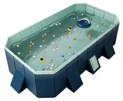 Produktbild von Großer faltbarer rechteckiger Familienpool - Aufstellpool Garten - Für Kinder und Erwachsene - Nicht aufblasbar - 2,6 m - Einfacher Aufbau