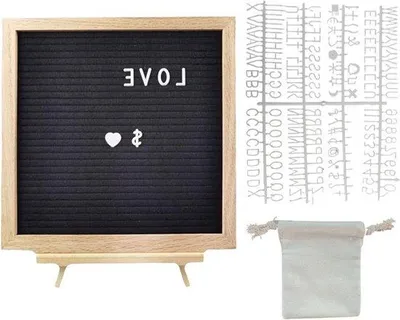 Productafbeelding van Zwart Letterbord - Viltbord Hout - Berichten Weergeven - Mat Viltontwerp - 32 x 25 cm - Zwart
