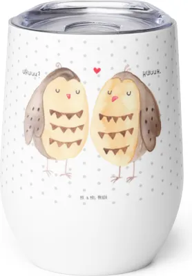 Produktbild von Mr. & Mrs. Panda thermosbecher Eulen Liebe - Weiß - Geschenk, Eule, Edelstahlbecher, Thermobecher, Owl, edelstahl, Paar, Thermo Becher, kaffee tasse