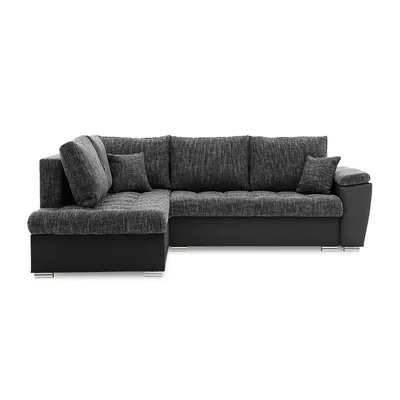 Produktbild von Ecksofa VEGAS 245/190 LINKS mit schlaffunktion und Bettkasten - L-förmig - Eckcouch in modernem Design - Dunkelgrau & Schwarz
