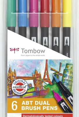 Immagine prodotto di Tombow 272472063 marcatore Fine/Medio Blu, Verde, Arancione, Rosa, Rosso, Giallo 6 pz