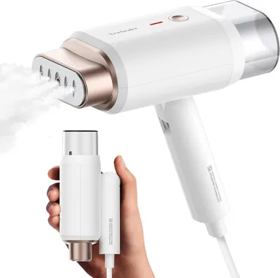 Produktbild von Reisebügeleisen & Steamer 1200W, 2 Dampfstufen, 20s Aufheizen, Kompakt & Tragbar, 180ml Wassertank, Trocken- & Dampfbügeln für Kleidung
