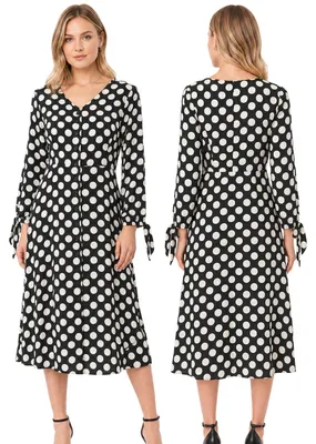 Produktbild von Damenkleid Grain de Malice, A-Linie, schwarz mit weißen Punkten S
