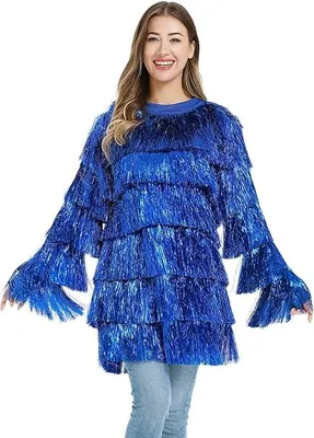 Zdjęcie produktu dla Damski Sweter Świąteczny Zabawny na Boże Narodzenie Choinka Niebieska L/XL