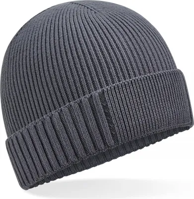 Produktbild von Beechfield B438N | Organic Baumwolle Engineered Patch Beanie - Farbe: Graphite Grey - Größe: One Size