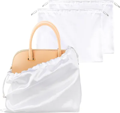 Produktbild von 2er Pack Staubbeutel für Handtaschen - Weiche Vliesstoff Aufbewahrungstasche mit Kordelzug (Schutz für Schuhe & Geldbörsen)
